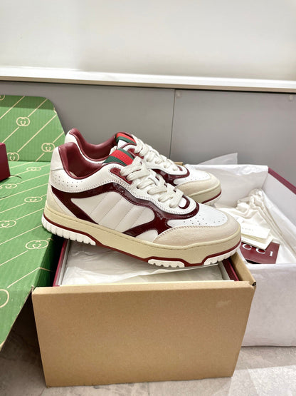 GG 26 Sneaker White Burgundy Red Green Cowhide 632870