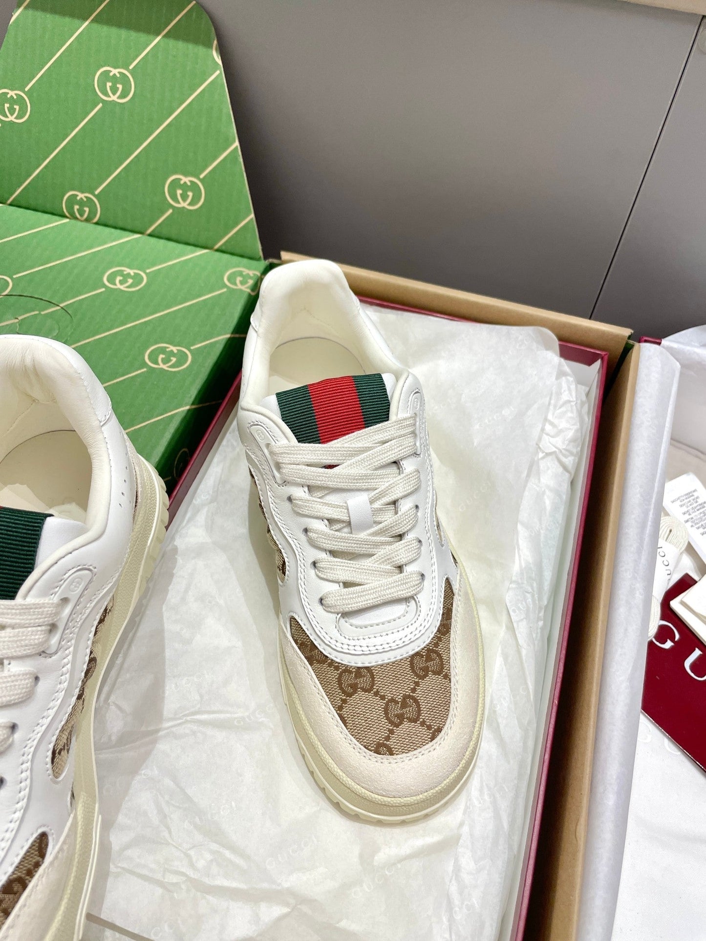 GG 26 Sneaker White Beige Canvas Suede 632875