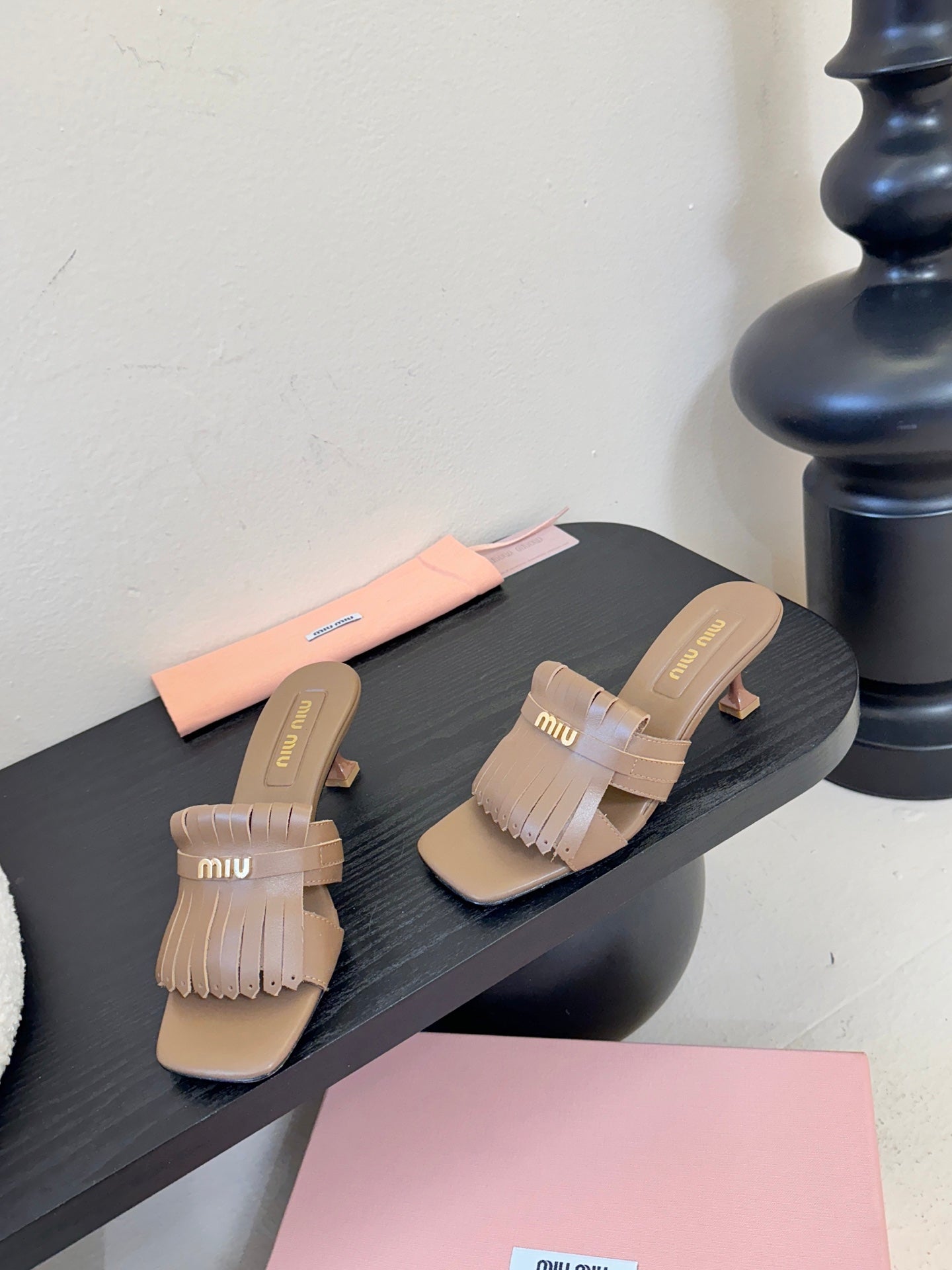 MIU 26ss High Heel Sandals 50 Brown Sheepskin 627356