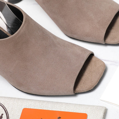 HM 26ss Peep-Toe Sandals 80 Taupe Suede 601241
