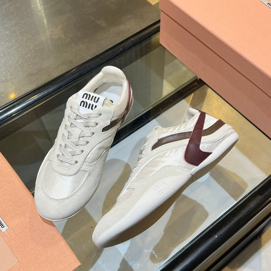 MIU x NB 26ss Sneaker Creams Burgundy Fabric Suede 625659