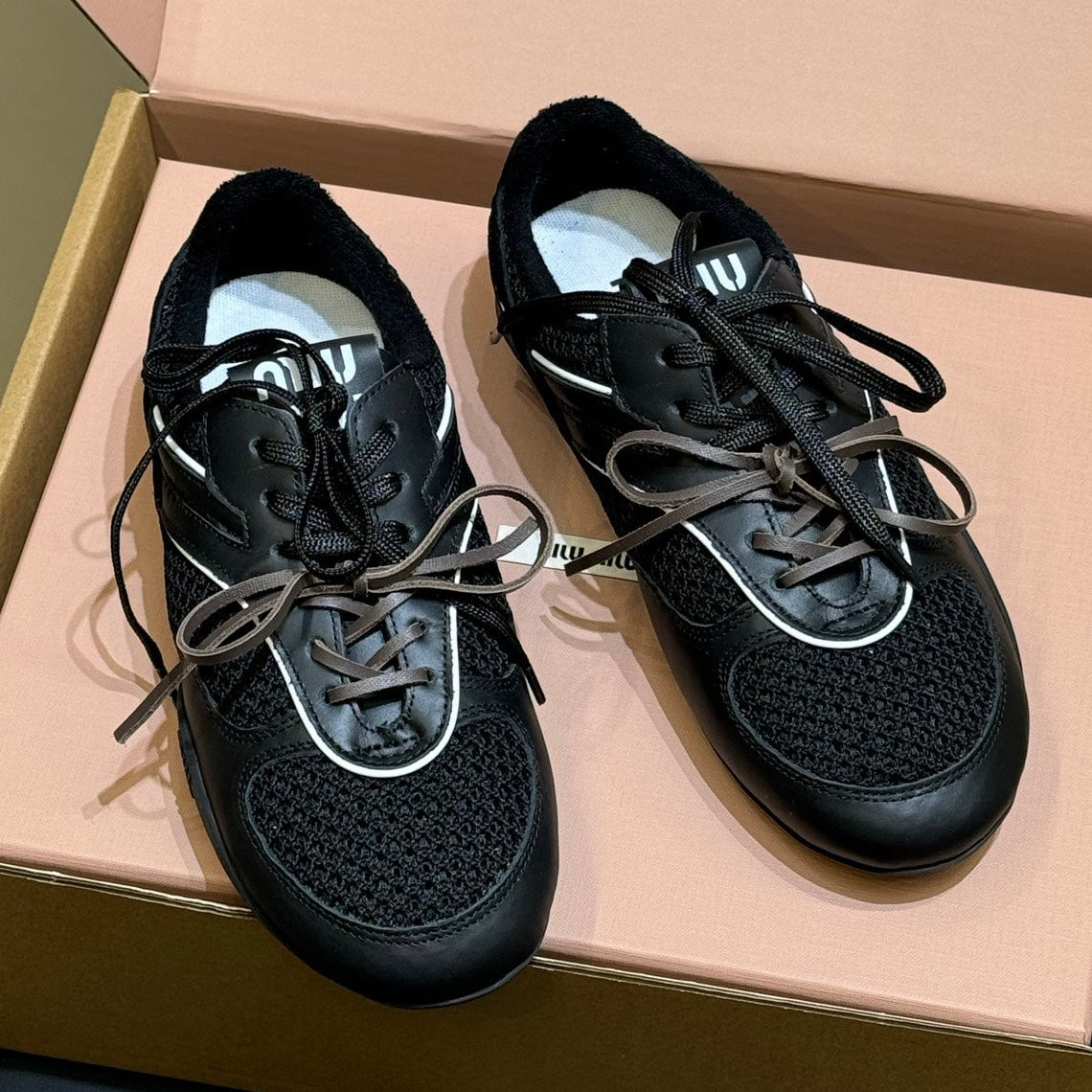Miu Miu 2026 Tyre Sneaker Black Mesh Leather 621349