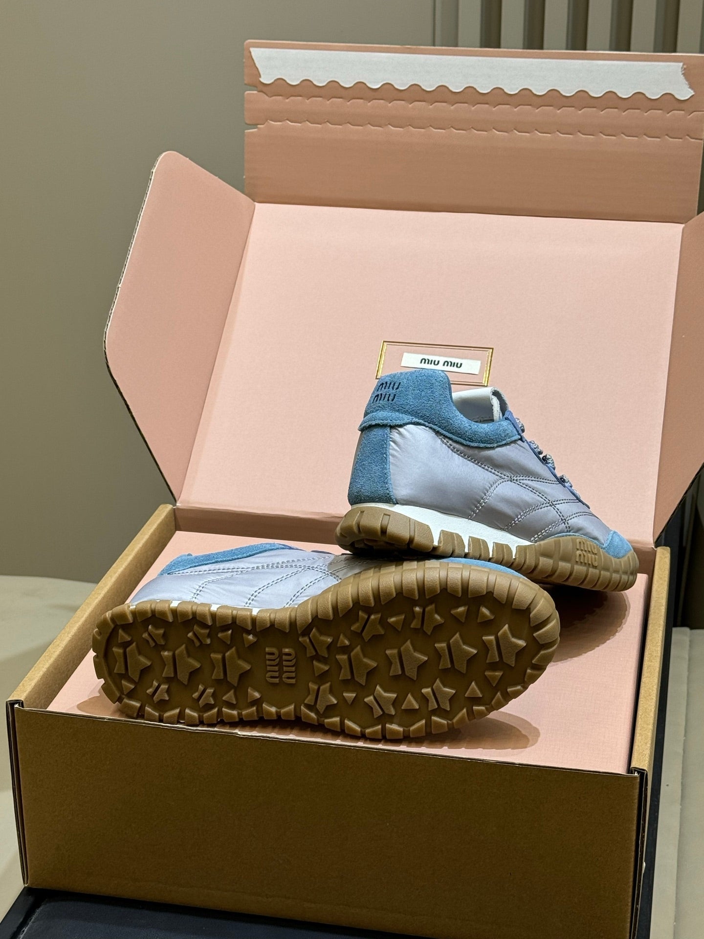 Miu Miu 2026 Tyre Sneaker Blue Technical Fabric And Suede 621353
