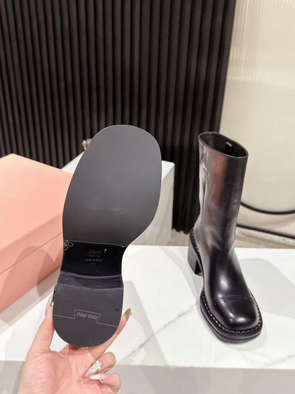 Miu Miu 2026 Boot 50mm Black Calfskin 621334