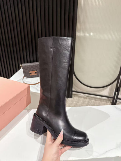 Miu Miu 2026 High Boot 50mm Black Calfskin 621332