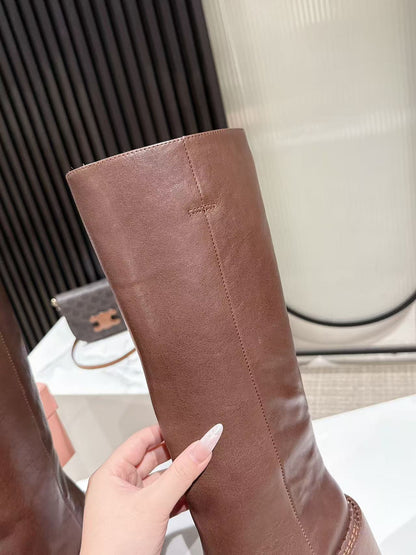 Miu Miu 2026 High Boot 50mm Brown Calfskin 621333