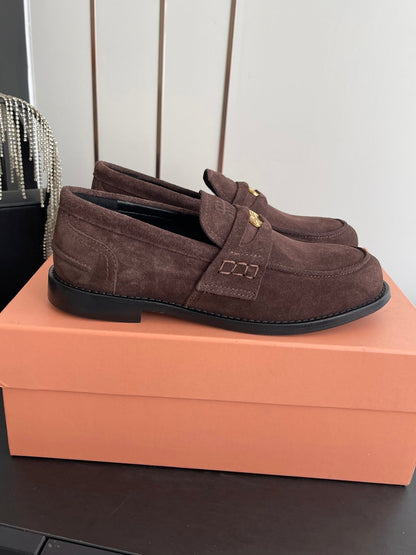 MIU 26 Casual Loafers Dark Brown Suede 631624