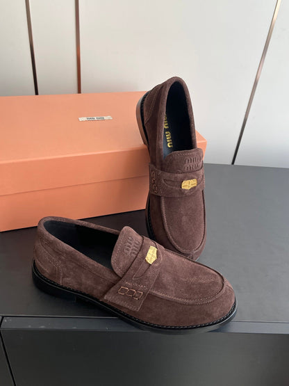 MIU 26 Casual Loafers Dark Brown Suede 631624