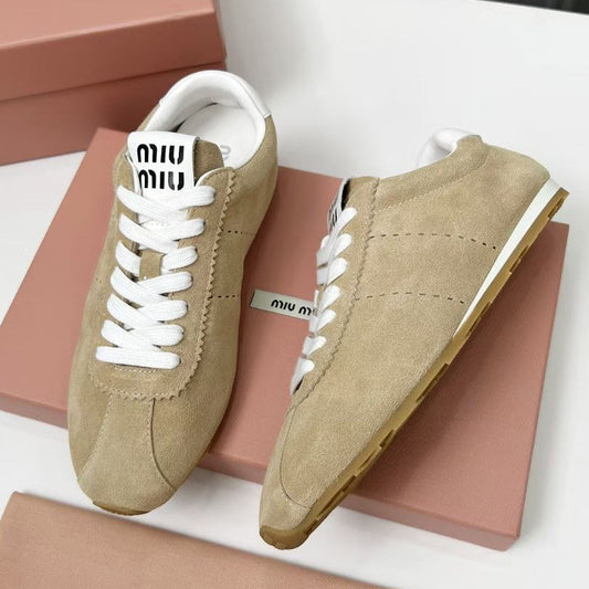 Miumiu 2026 Plum Sneaker Beige White Suede 456286