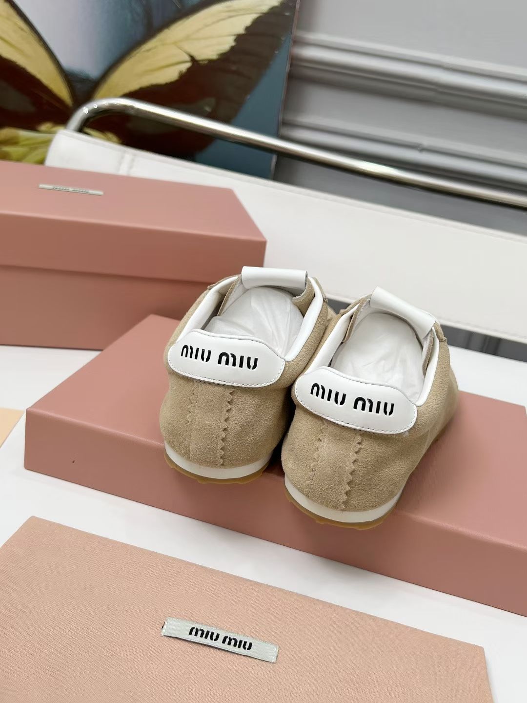 Miumiu 2026 Plum Sneaker Beige White Suede 456286