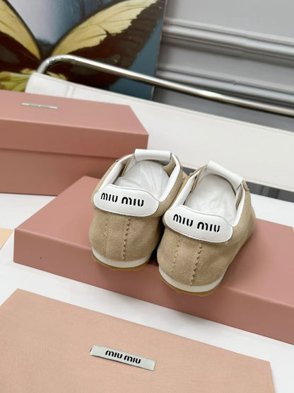 Miumiu 2026 Plum Sneaker Beige White Suede 456286