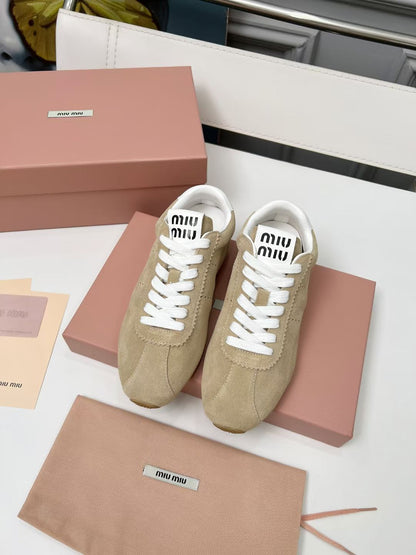 Miumiu 2026 Plum Sneaker Beige White Suede 456286