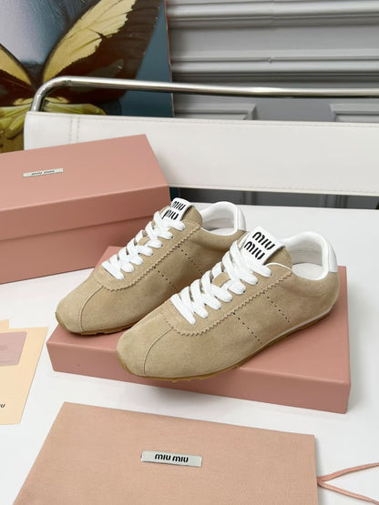 Miumiu 2026 Plum Sneaker Beige White Suede 456286