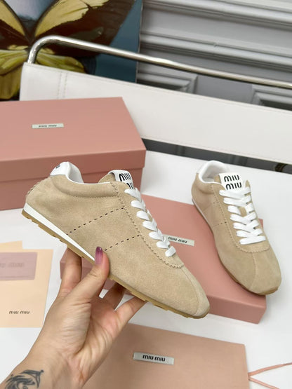 Miumiu 2026 Plum Sneaker Beige White Suede 456286