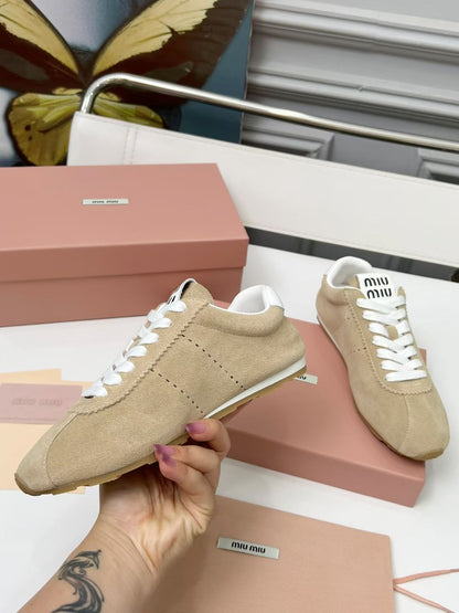 Miumiu 2026 Plum Sneaker Beige White Suede 456286
