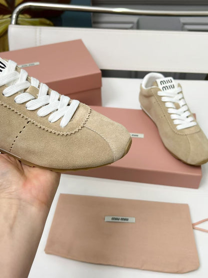 Miumiu 2026 Plum Sneaker Beige White Suede 456286