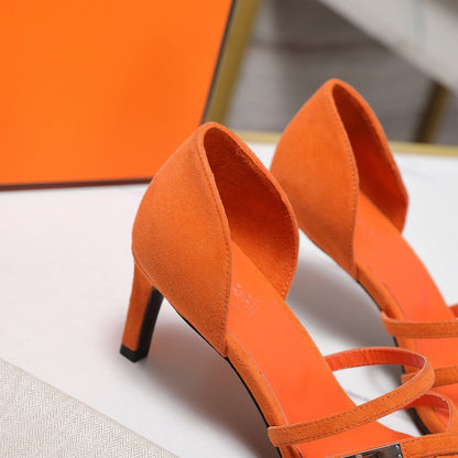 HM 26ss Sandals 65 Orange Suede 601230