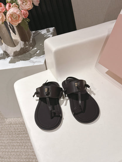 Miu Miu 2026 Sandal with Strap Black Leather 620681
