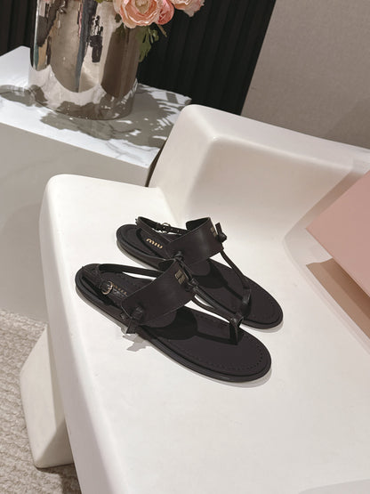 Miu Miu 2026 Sandal with Strap Black Leather 620681