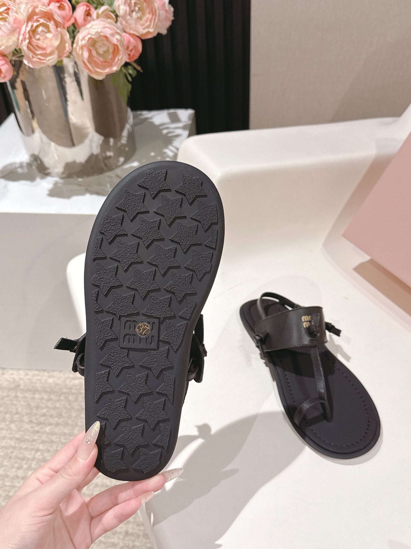 Miu Miu 2026 Sandal with Strap Black Leather 620681