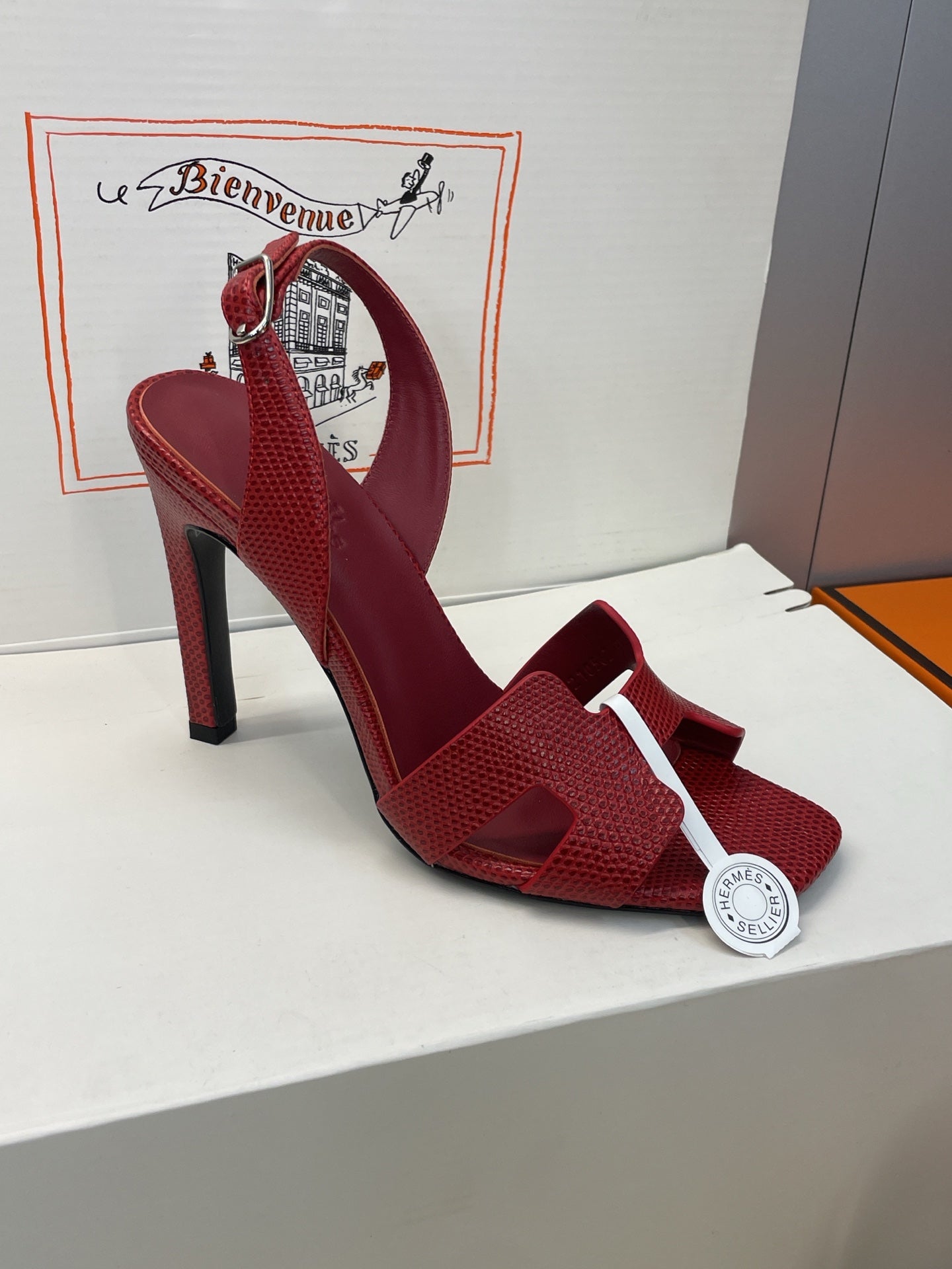 HM 26ss High Heel Sandals 105 Red Cowhide 607115