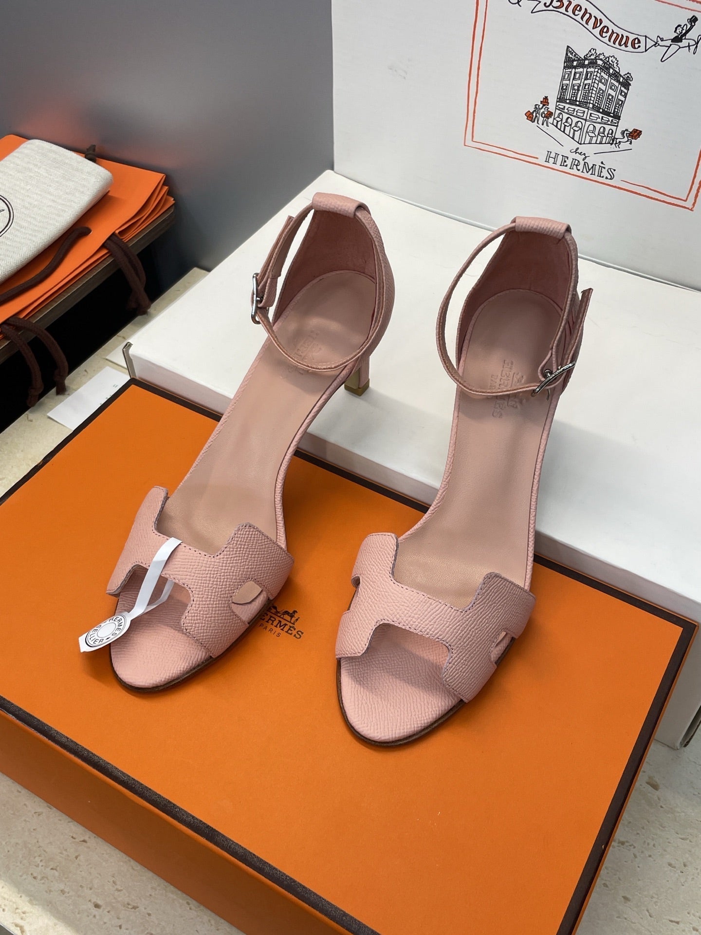 HM 26ss High Heel Sandals 70 Light Pink Cowhide 607118