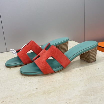 HM 26ss  Oran Sandals 45 Turquoise Red Suede Cowhide 607212