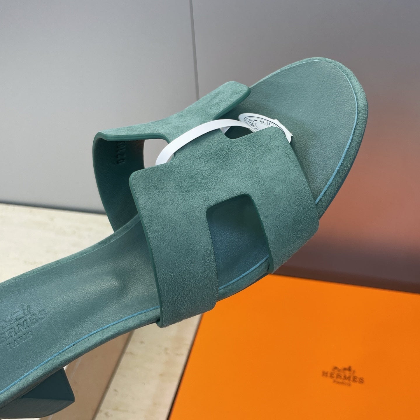 HM 26ss  Oran Sandals 45 Moss Green Suede Cowhide 607213