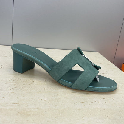 HM 26ss  Oran Sandals 45 Moss Green Suede Cowhide 607213