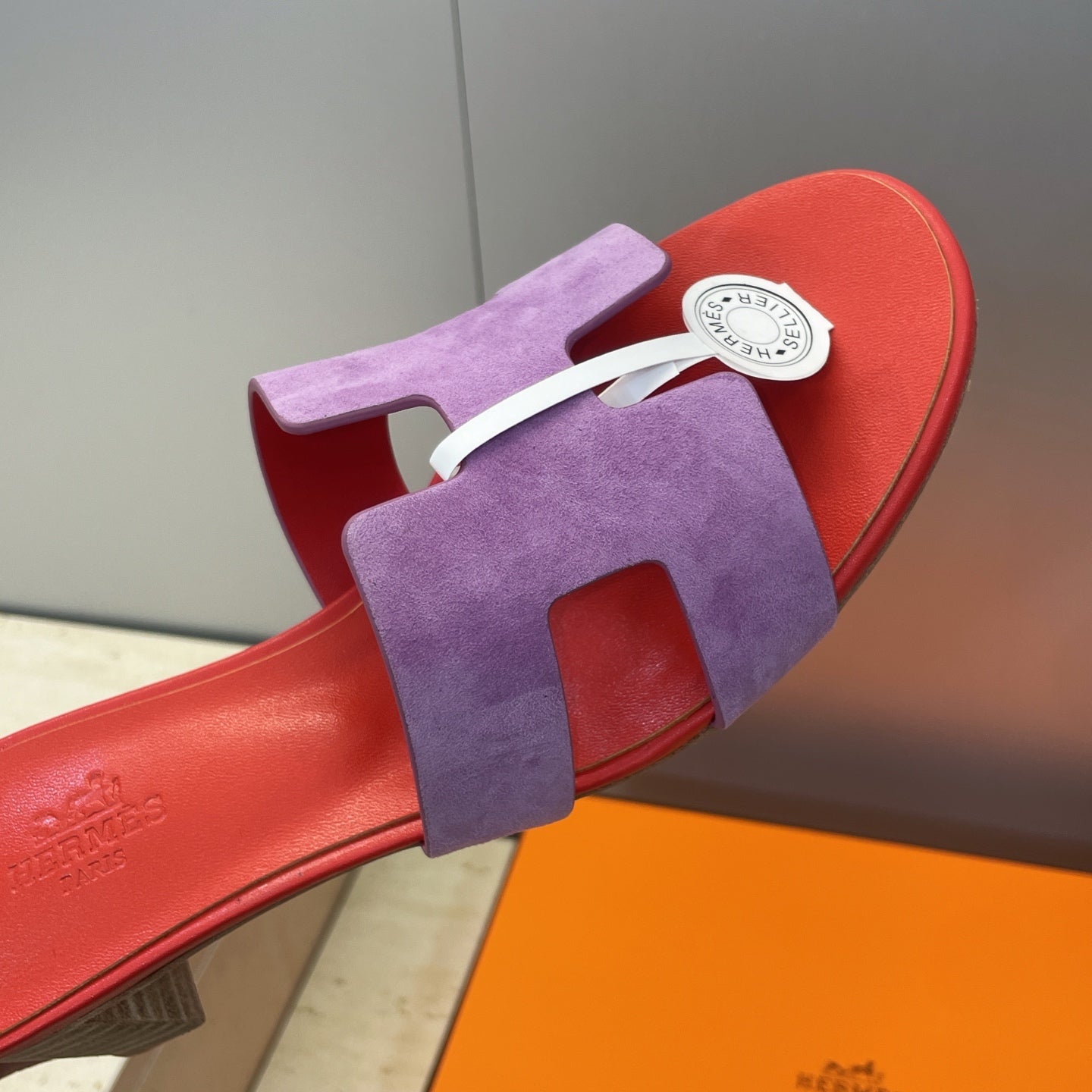 HM 26ss  Oran Sandals 45 Red Purple Suede Cowhide 607214