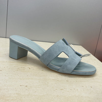 HM 26ss  Oran Sandals 45 Muted Teal Suede Cowhide 607219