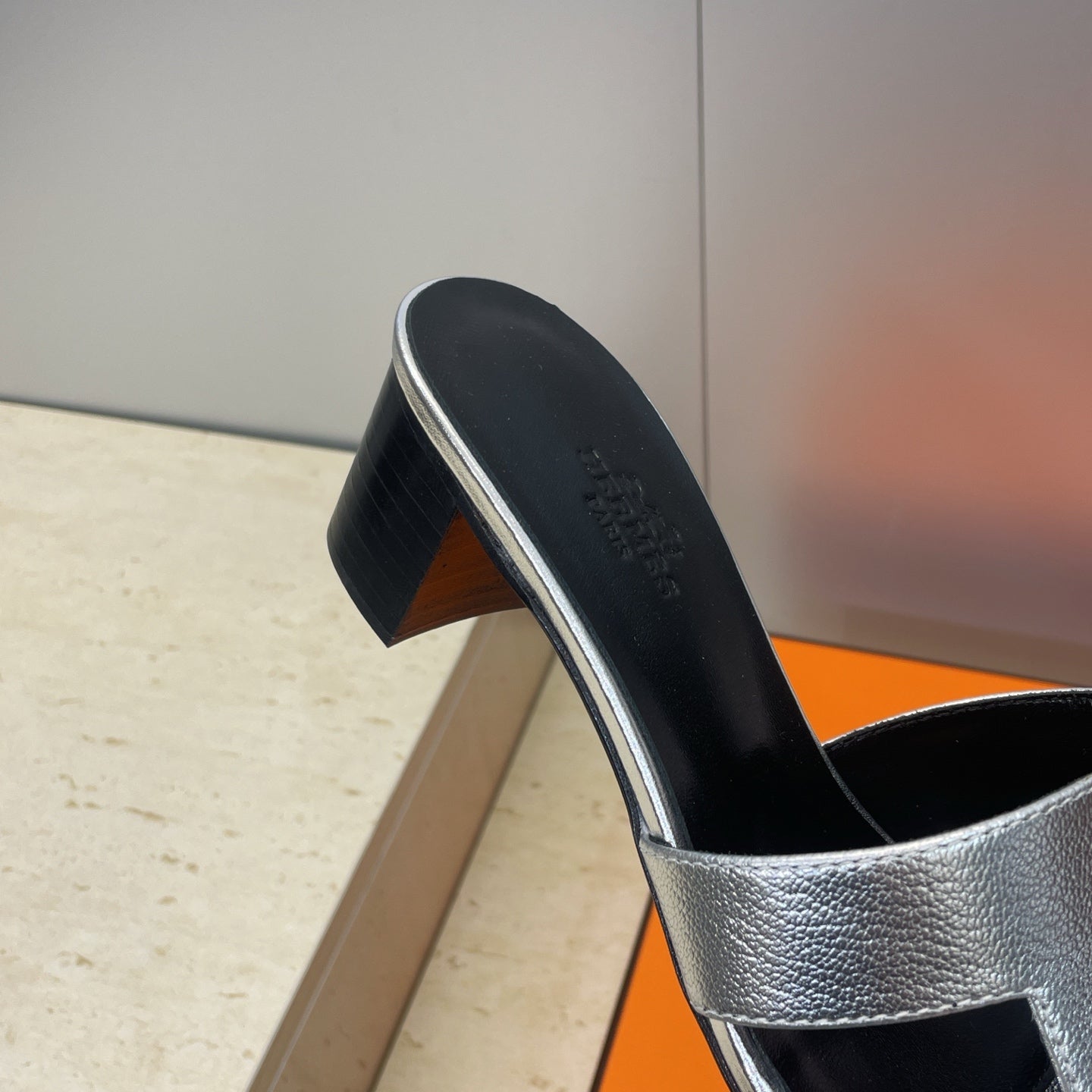 HM 26ss Oran Sandals 45 Black Sliver Calfskin 607229