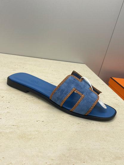HM 26ss Oran Sandals Blue Suede Calfskin 607247