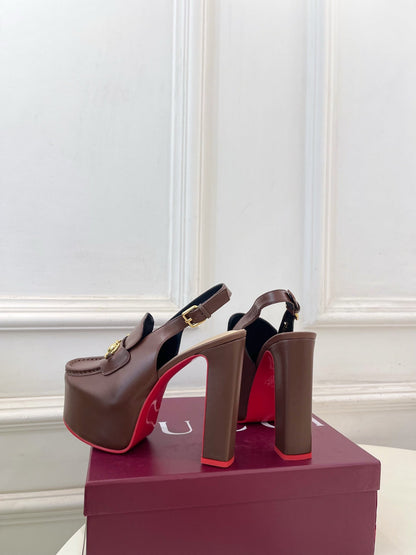 GG 26SS Platform Sandals 130 Brown Sheepskin 640265